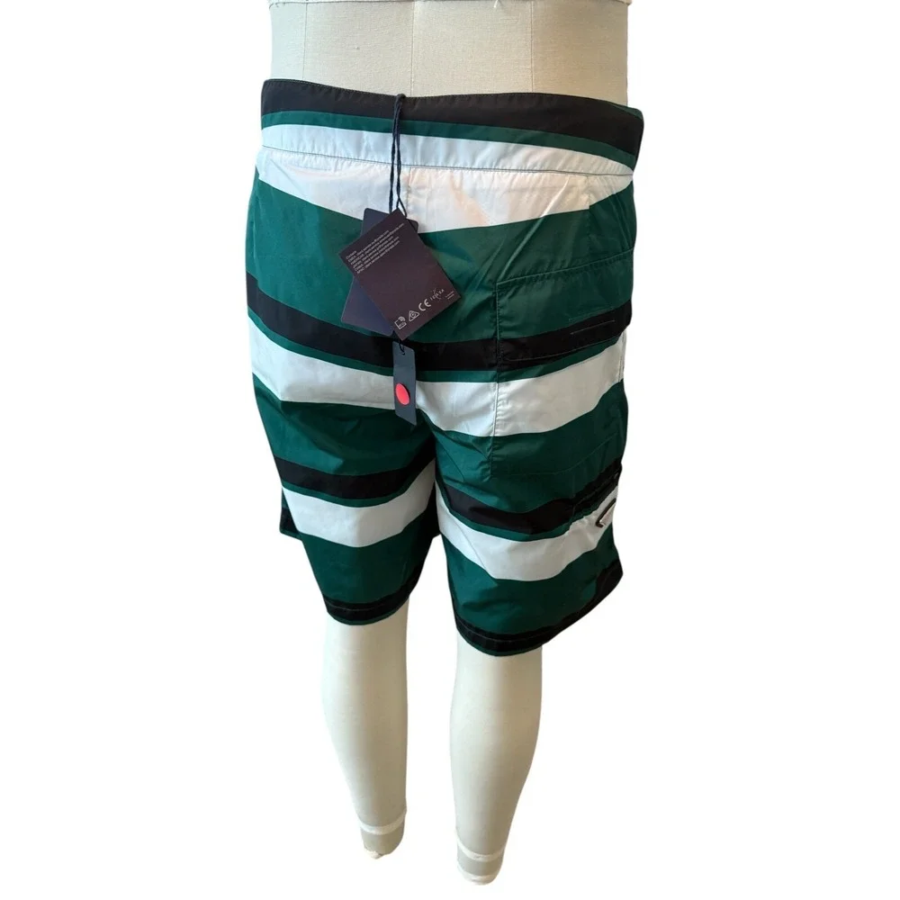 PRADA UB334 Men's Strip‎ Boxer Baiadera Nylon Green Swim Suit Sz. 46- 32